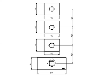 ALINE 49760V3 - Thermostatic 4 hole stainless steel shower mixer by Rubinetterie Frattini - view 3